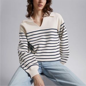 & other stories Relaxed Collared Strip Sweater NWT size M